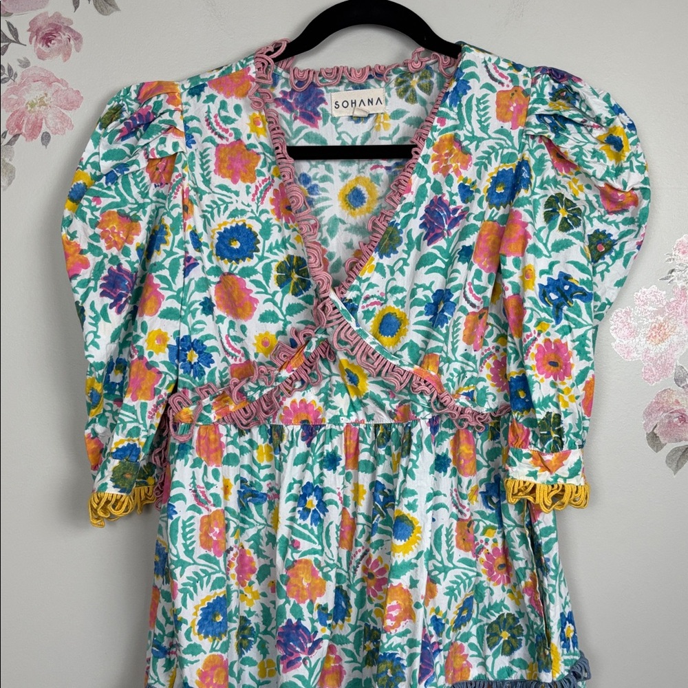 Sohana Colorful Floral Ruffle Dress - M - Picture 2 of 12